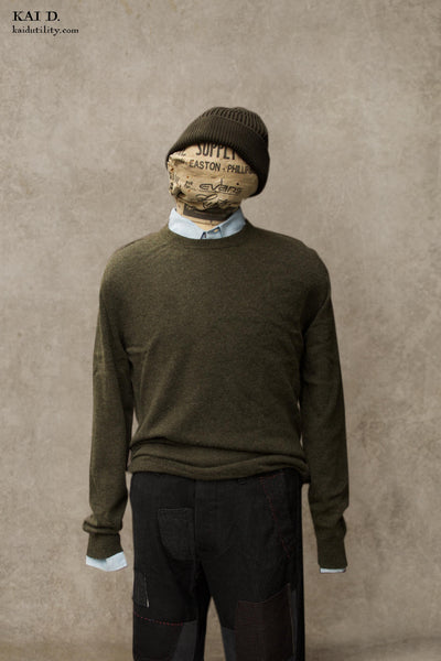 Mongolian Cashmere Sweater - Army Green - M, XL