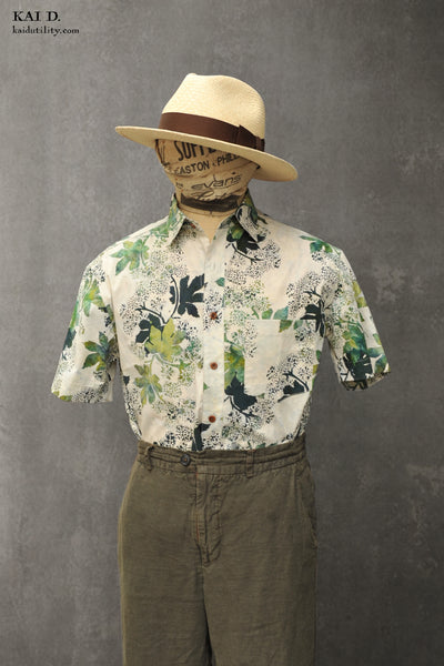 Botanical Print Cotton Cassady shirt  - M, L, XL