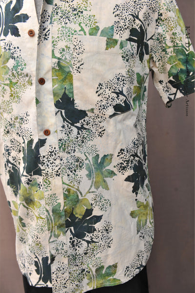 Botanical Print Cotton Cassady shirt  - M, L, XL