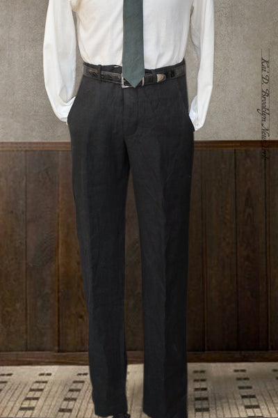 Borough Pants - Crosshatched Linen Twill - Black - 30, 32, 34, 36