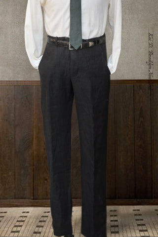 Borough Pants - Crosshatched Linen Twill - Black - 30, 32, 34, 36
