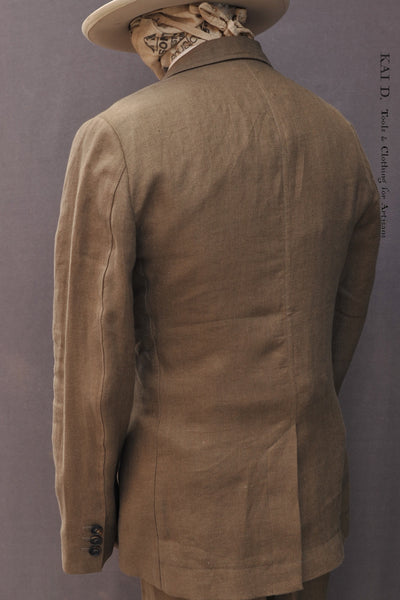Chris Two Button Blazer -Khaki Linen- M, L, XL