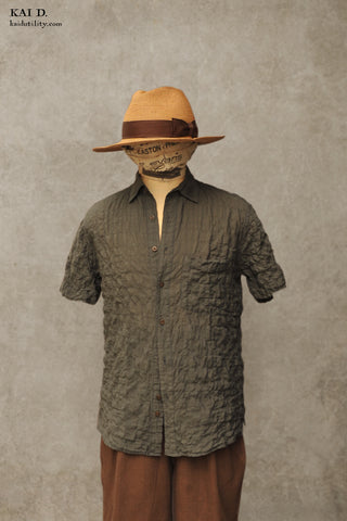 Short Sleeve Cassady Shirt - Garment Dyed Crinkled Cotton Lawn - M, L, XL, XXL