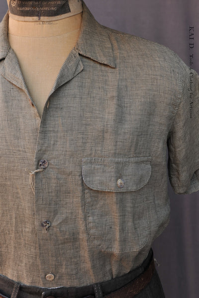 Italian Linen Camp Shirt - Dusty Green - M, L, XL