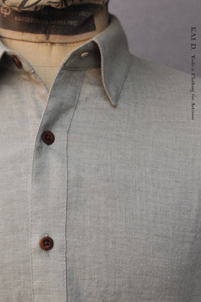 Soft Cotton Herringbone Denham Shirt - Pale Green - M, L, XL