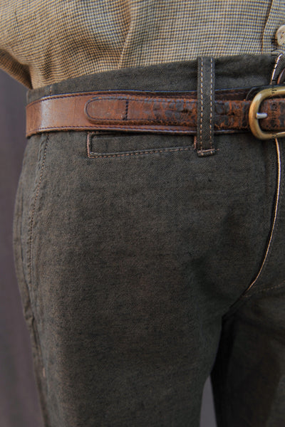Slim Cut Trousers - Texture Green - 30, 31, 32, 36