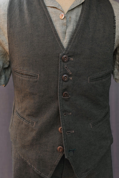 Tony Classic Vest - Green Cotton linen - M, L, XL