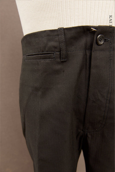 Wide Cut Herringbone Twill Trousers - 30, 34, 36