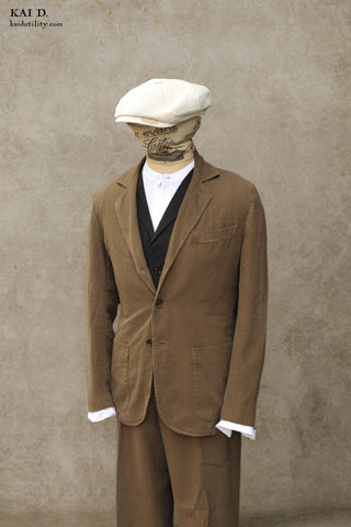 Over dyed Cotton Linen Shoemaker's Jacket - Chestnut  - S, XL
