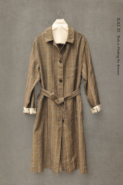 Linen Anthropologist Coat - Dusty Brown- S, M