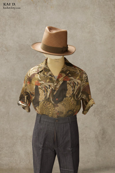 50s Short Sleeve Shirt - Vintage Rooster -  L, XL