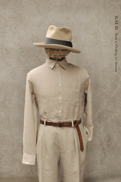 Belgian Linen Essential Shirt - Flax - 46, 48, 50, 52