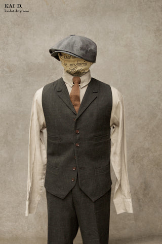 Doyle Vest - Stipple Weave Linen Wool Blend - M, XL