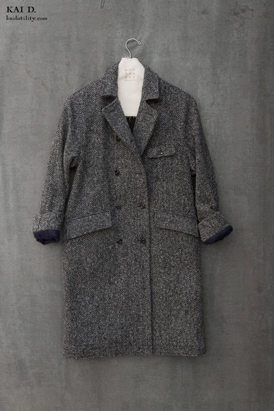 Keaton Trench Coat - Heavy Wool Herringbone Tweed- XS, S, M