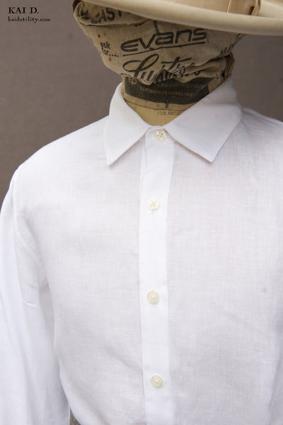 Delancey Shirt - Belgian Linen - Pure White - S, M, L, XXL