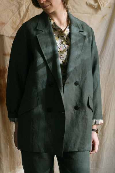 Belgian Linen Blanchett Linen Jacket - Jade - S, M