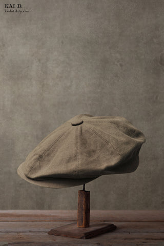 Peaky Hat -  Belgian linen Green Grey - M, L, XL