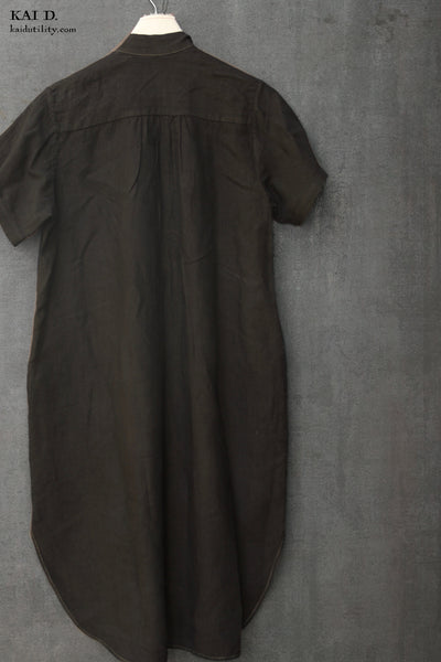 Audrey Dress - Washed Linen - Black - XS