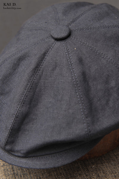 Peaky Hat -  Belgian linen Navy - M, L, XL