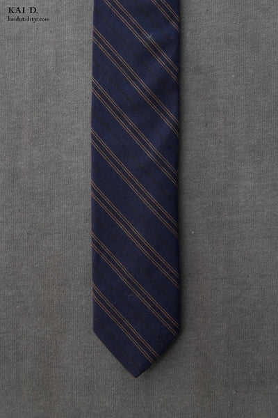 Striped Cotton Tie - Blue