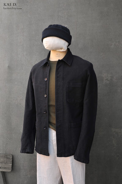 French Moleskin Work Jacket - Black - 42, 46, 48, 50