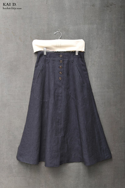 Georgia Linen Skirt - Navy - XS