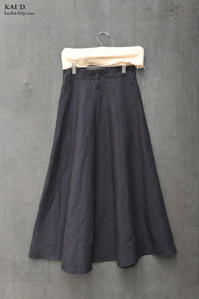 Georgia Linen Skirt - Navy - XS