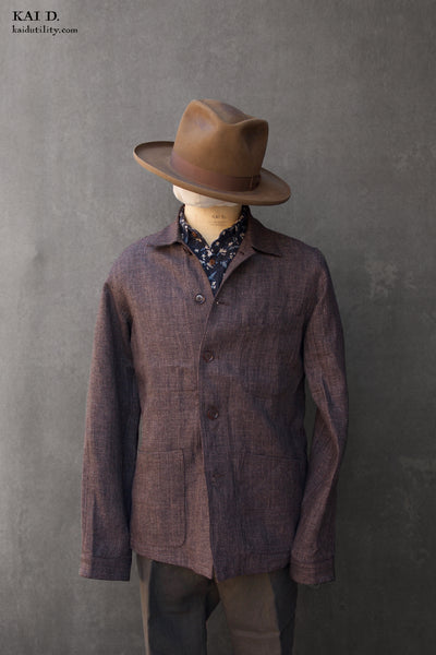 Architect Jacket - Brown Houndstooth Linen - S, M, L