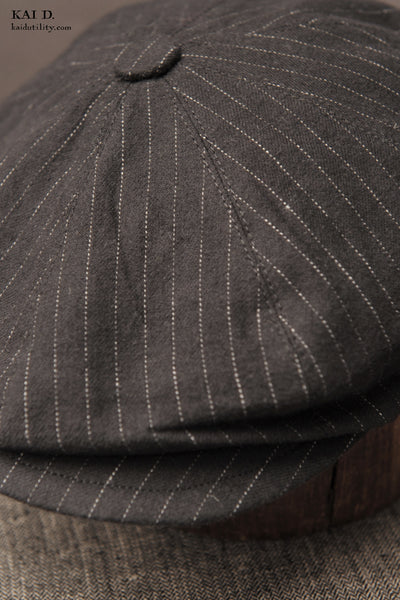 Peaky Hat -  Chalk Stripe Cotton Wool - XL