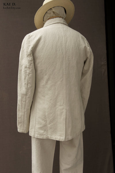 Heavy Cotton Linen Blazer - Ecru - 42, 46