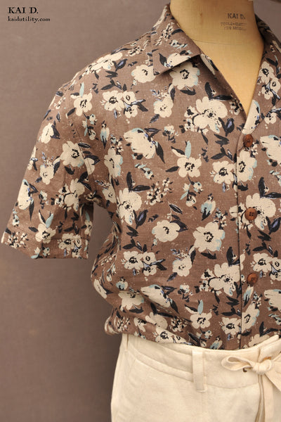 Short Sleeve Slater Shirt - Linen Floral - S, M, L, XL, XXL