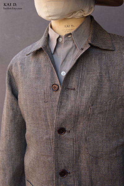 Architect Jacket - Tan Houndstooth Linen - S, M