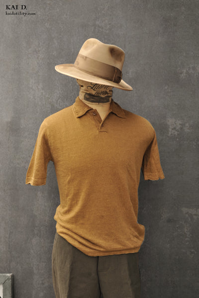 Fine Gauge Linen Polo - Mustard - L, XL, XXL
