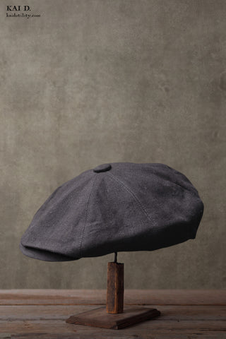 Peaky Hat -  Cotton Linen Herringbone - M