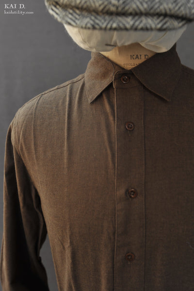 Ultra Soft Heather Cotton Denham shirt - Olive Brown - M, L