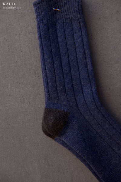 Cashmere Socks - Mens - Cobalt/Charcoal
