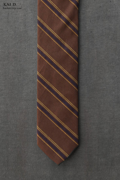 Striped Cotton Tie - Brown