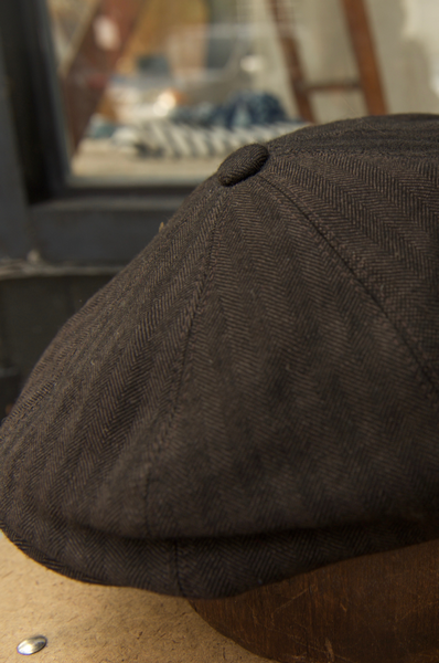 Peaky Hat - Brown herringbone wool - XL