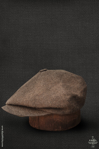 Peaky Hat -  Pure Cashmere Herringbone - M