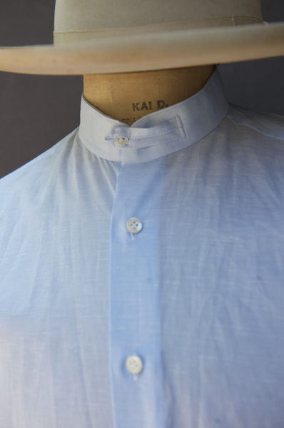 Astaire Cotton Linen Silk Shirt - Pale Blue - 39, 41