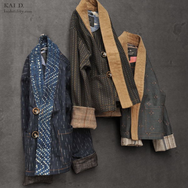 Children's Kimono Jacket - Novel Sashiko Cotton -  M