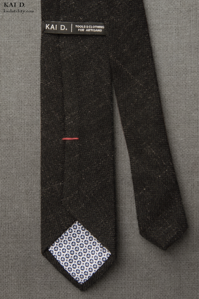 Stipple weave linen wool tie - Black