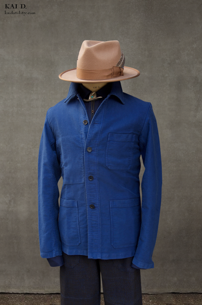 French Moleskin Work Jacket - French Blue - 44, 46, 48