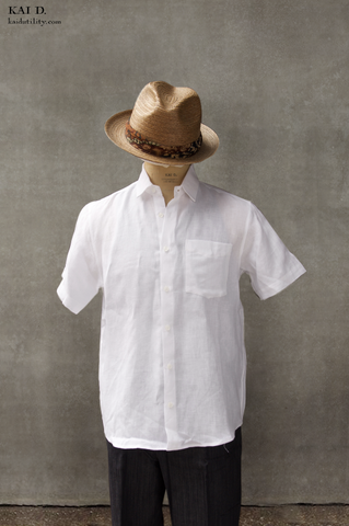 Belgian Linen Short Sleeve Shirt - White - M