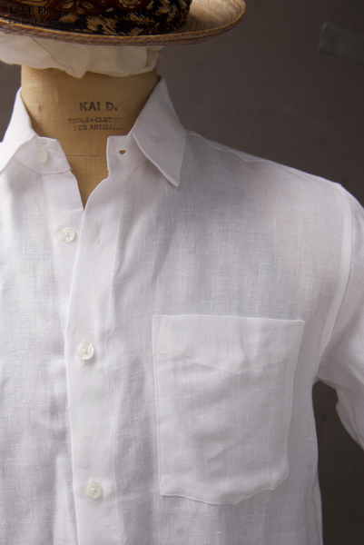 Belgian Linen Short Sleeve Shirt - White - M