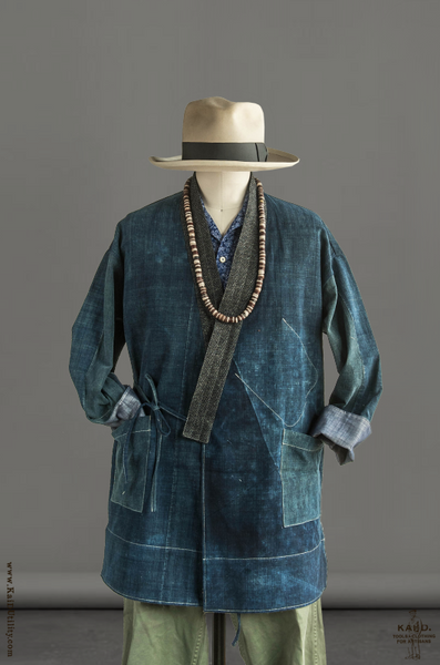 Japanese Farmer Coat - Vintage Denim - M
