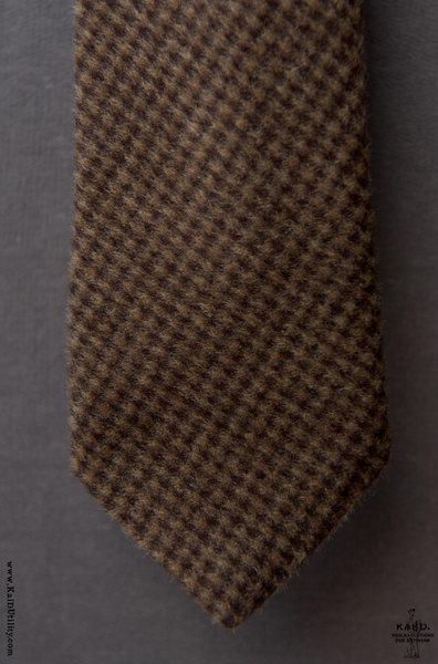 Wool cashmere houndstooth Tie - Brown