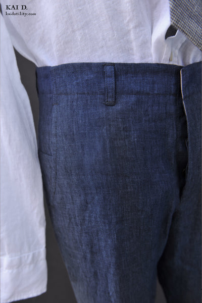 Light Belgian Linen Borough Pants - Denim Blue - 30, 32, 34, 36