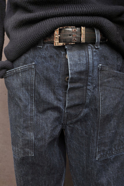 Wide Cut 15 oz Denim Trousers - 30, 32