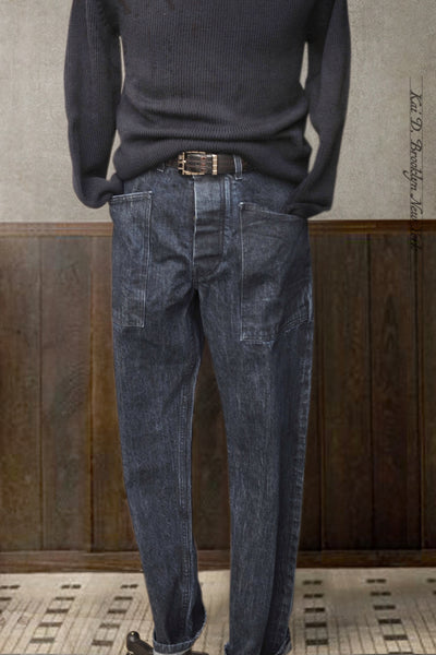 Wide Cut 15 oz Denim Trousers - 30, 32